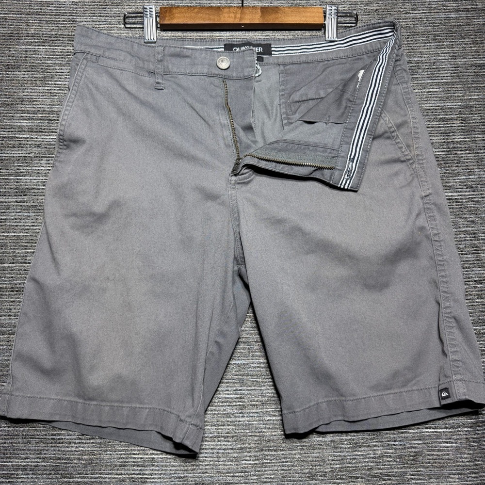 Quiksilver Shorts Mens 32 Gray Regular Chino Twill Casual Summer Surf